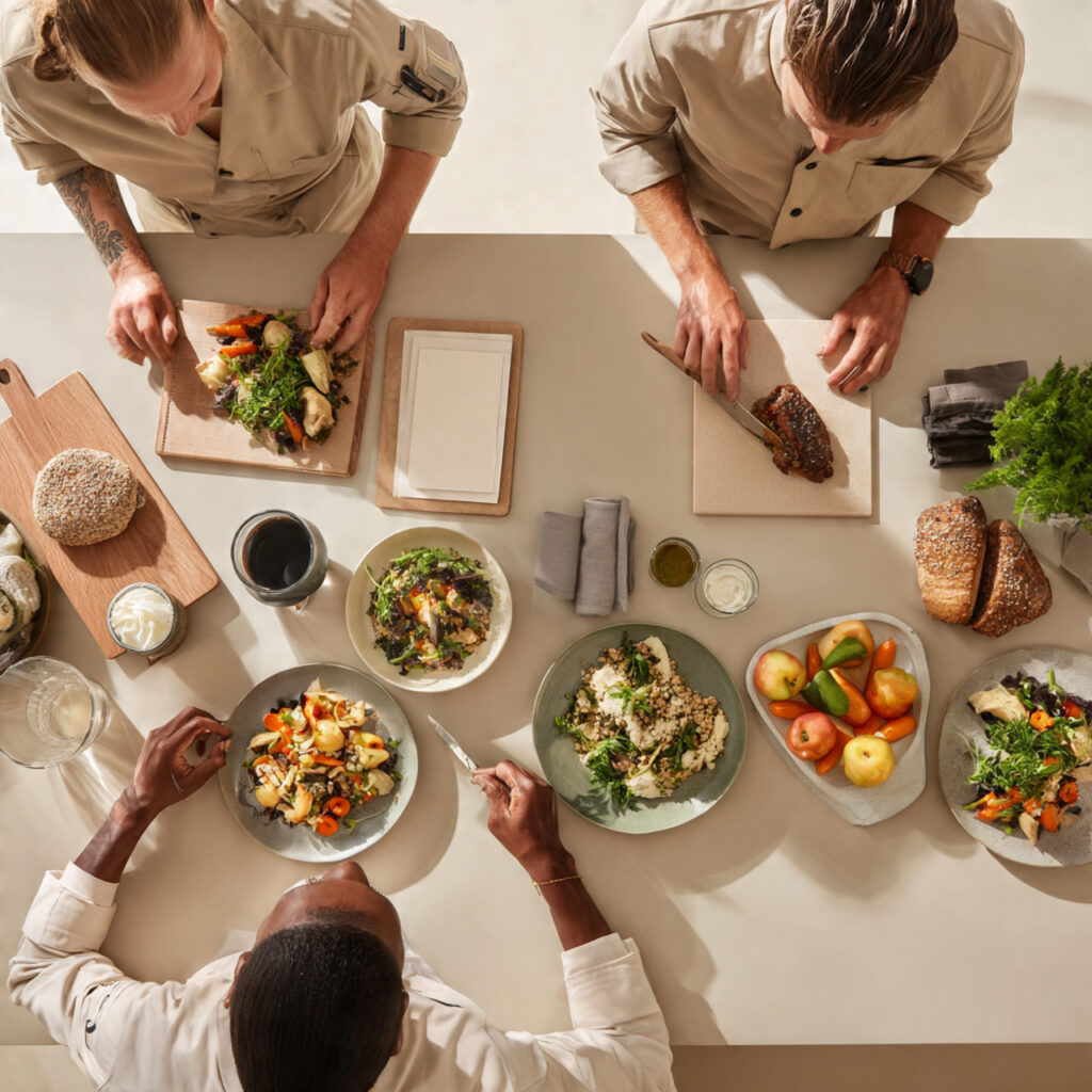 lifestyle flat lay with realistic human presence featuring (2)